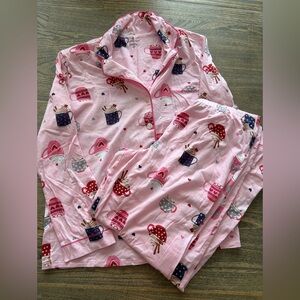 Cuddl Duds Pink Hot Cocoa Mug Print Pajama Set